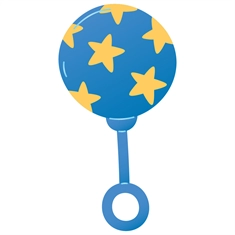 Baby Shower Blue Baby Rattle Transparent Sticker